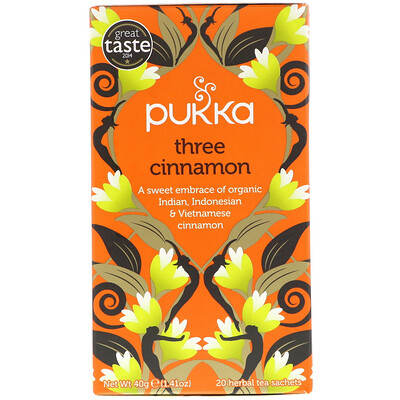Pukka Herbs Three Cinnamon Tea, 20 Herbal Tea Sachets, 1.41 oz (40 g)
