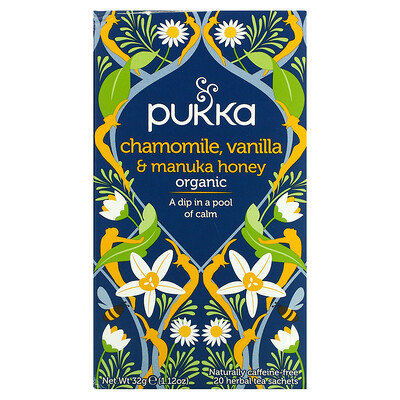 Купить Pukka Herbs Органический травяной чай, ромашка, ваниль и мед манука, без кофеина, 20 пакетиков по 1, 6 г (0, 05 унции)