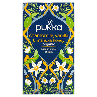 Pukka Herbs, شاي البابونج والفانيليا وعسل المانوكا، خالٍ من الكافيين، 20 كيس شاي عشبي، 1.12 أونصة (32 غ)