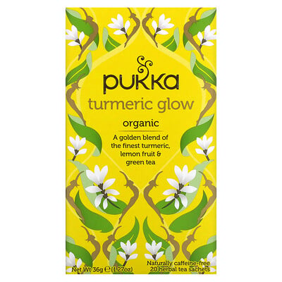 Pukka Herbs органический травяной чай, куркума, без кофеина, 20 пакетиков по 1,8 г (0,06 унции)
