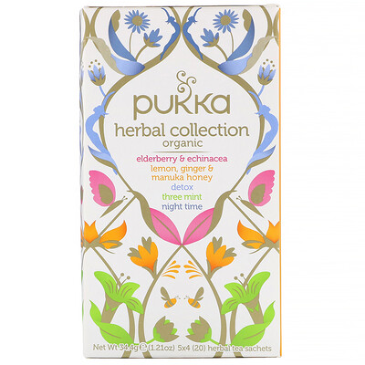 Pukka Herbs Organic Herbal Tea Collection, 20 Herbal Tea Sachets, 1.21 oz (34.4 g)