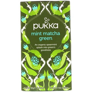 Pukka Herbs, شاي أخضر ماتشا بالنعناع، 20 كيس شاي أخضر، 1.05 أونصة (30 غ)