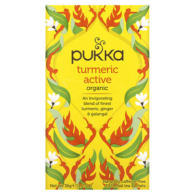 

Pukka Herbs Organic Turmeric Active Caffeine Free 20 Herbal Tea Sachets 0.06 oz (1.8 g) Each