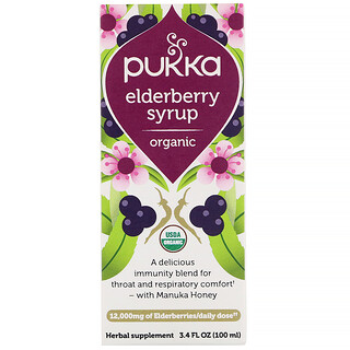 Pukka Herbs, オーガニックエルダーベリーシロップ、100ml（3.4液量オンス）