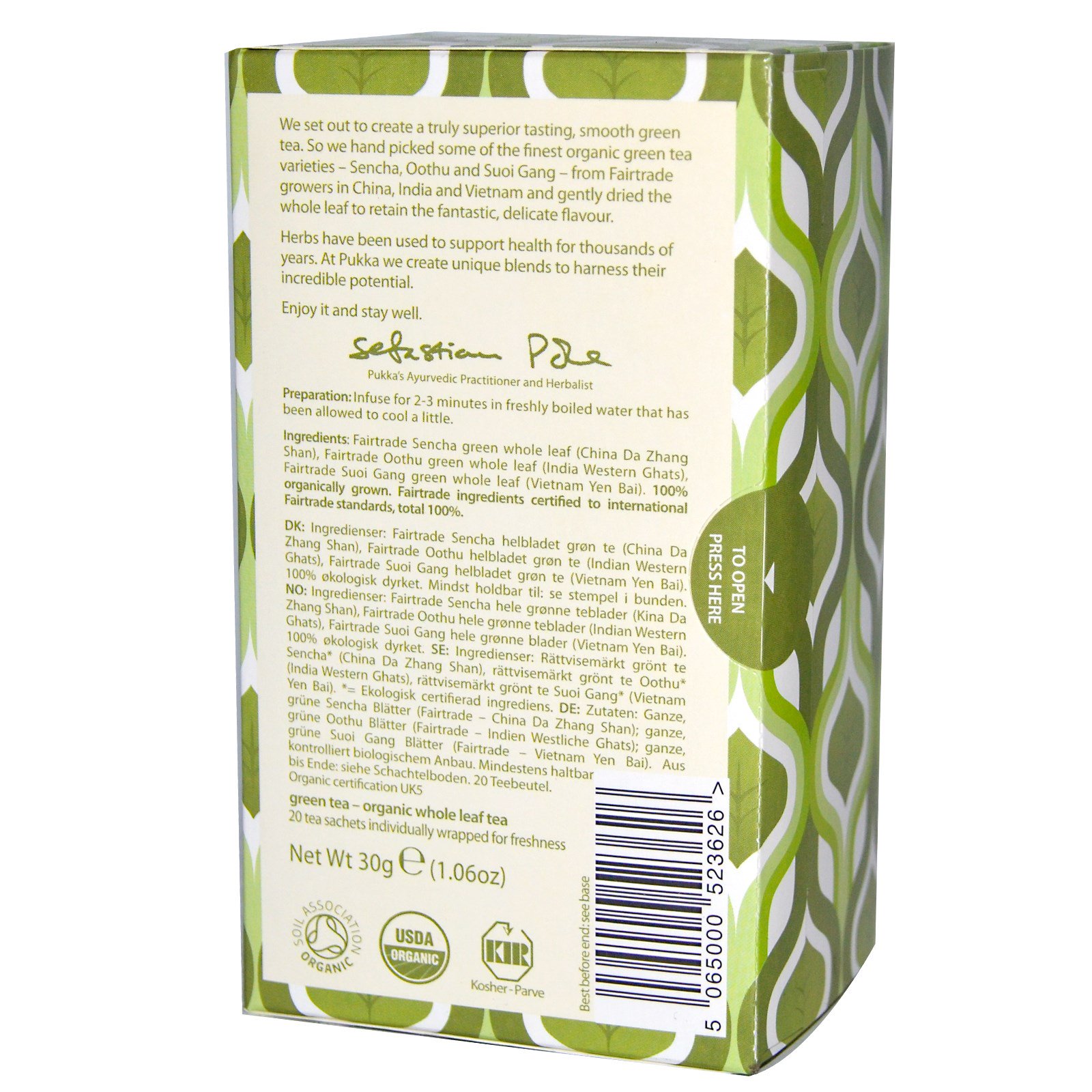 Pukka three Green tea bags Organic 4x20 bgs (5065000523626)
