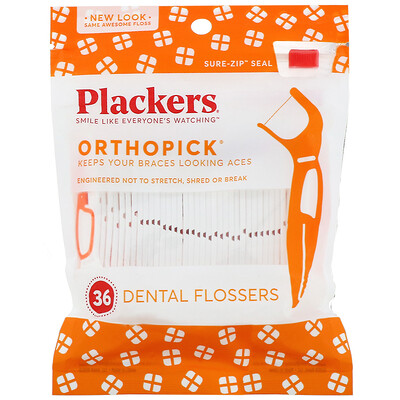 Plackers Orthopick, зубочистки с нитью, 36 шт.