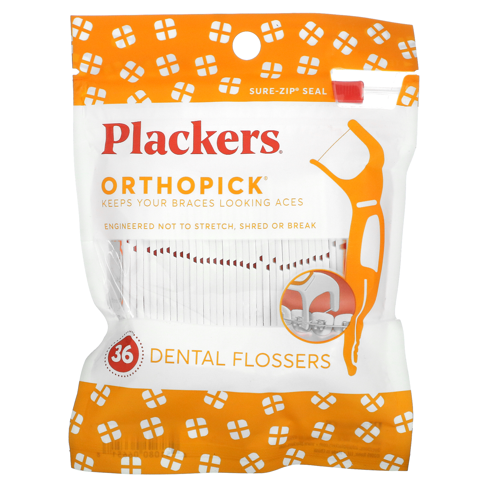 Plackers, Orthopick, Dental Flossers, 36 Count