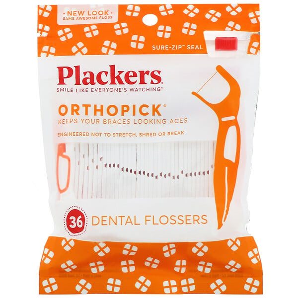 Plackers, Orthopick, зубочистки с нитью, 36 шт.