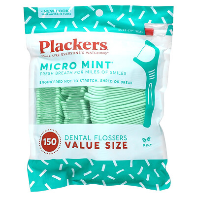 

Plackers Micro Mint Dental Flossers Value Size Mint 150 Count