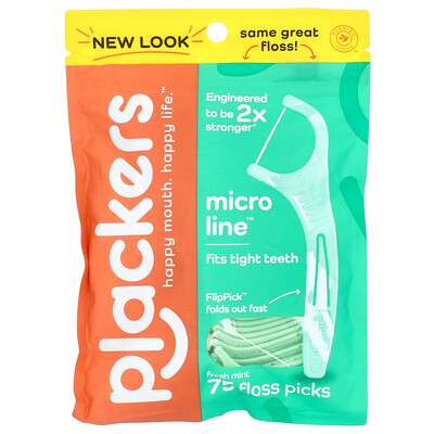 Plackers  Micro Line  Floss Picks  Fresh Mint  75 Count