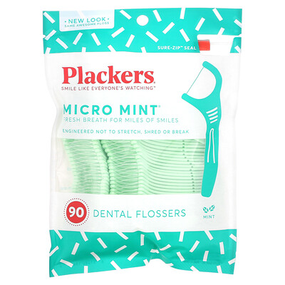 

Plackers, Micro Mint, Dental Flossers, Mint, 90 Count