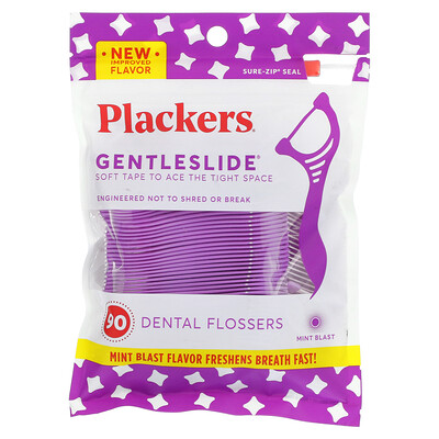 

Plackers Gentleslide, зубочистки с нитью, мята, 90 шт.