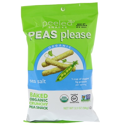 Peeled Snacks Organic, Peas Please, Sea Salt, 3.3 oz (94 g)