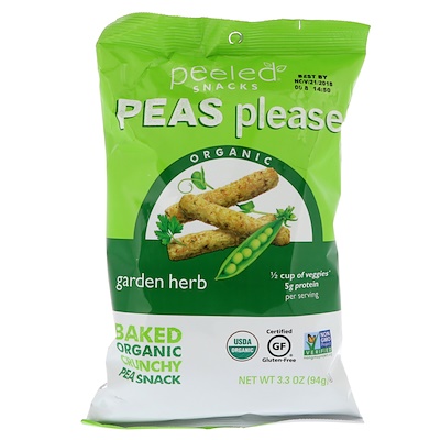 Peeled Snacks Organic, Peas Please, Garden Herb, 3.3 oz (94 g)