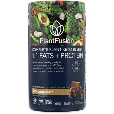 PlantFusion Растительный комплекс для кетодиеты, жиры и белки 1:1, со вкусом шоколада, 315 г