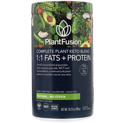 PlantFusion Растительный комплекс для кетодиеты, жиры и белки 1:1, натуральный вкус — без стевии, 290 г