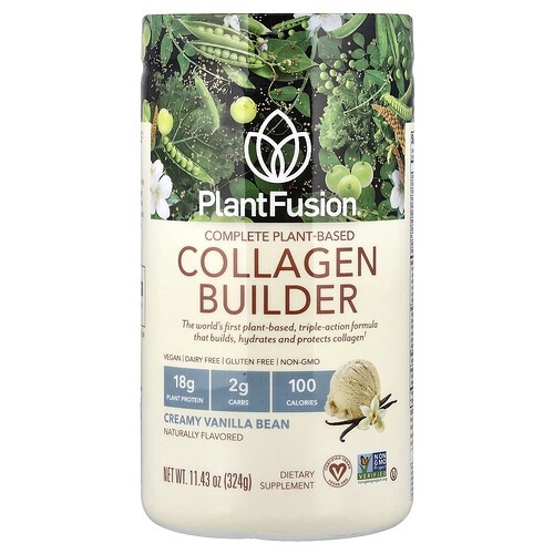 Plantfusion Complete Plant-Based Collagen Builder, Creamy Vanilla Bean, 11.43 oz (324 g)