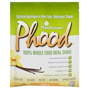 Отзывы о ПлэнтФьюжэн, Phood, 100% Whole Food Meal Shake, Vanilla, 12 Packets, 1.59 oz  (45 g) Each