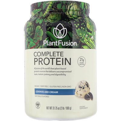 Купить PlantFusion Complete Plant Protein, Cookies and Cream, 2 lb (900 g)
