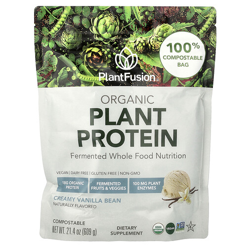 Plantfusion Organic Plant Protein, Creamy Vanilla Bean, 21.4 oz (609 g)