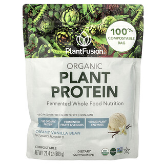 PlantFusion, Organikus növényi fehérje, krémes vaníliabab, 609 g