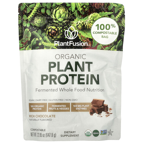 Plantfusion Organic Plant Protein, Rich Chocolate, 22.85 oz (647.8 g)