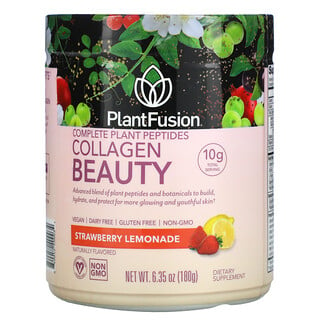 PlantFusion, 完整植物肽，膠原蛋白美容配方，草莓檸檬水，6.35 盎司（180 克）