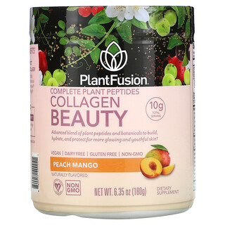 PlantFusion, 完整植物多肽，膠原蛋白美容，桃子芒果味，6.35 盎司（180 克）