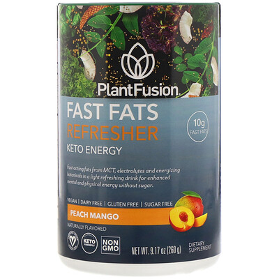 

PlantFusion Fast Fats, освежающая добавка, для людей, соблюдающих кетодиету, персик и манго, 260 г