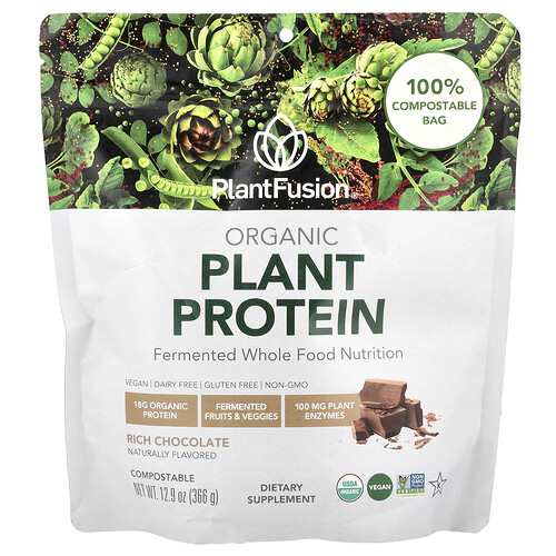 Plantfusion Organic Plant Protein, Rich Chocolate, 12.9 oz (366 g)