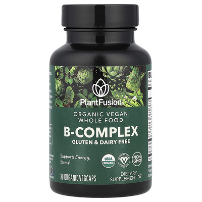 Product Image for PlantFusion, Organic Vegan B-Complex, 30 Organic VegCaps