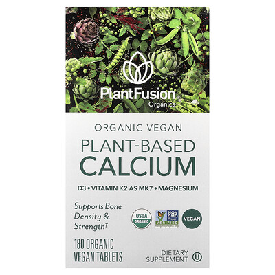 Product Image for PlantFusion, Organic Vegan Plant-Based Calcium, 180 Organic Vegan Tablets