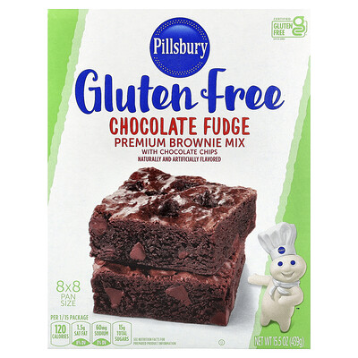 Pillsbury, Fudge de chocolate, mezcla para brownie y chips de chocolate prémium, Sin gluten, 439 g (15,5 oz)