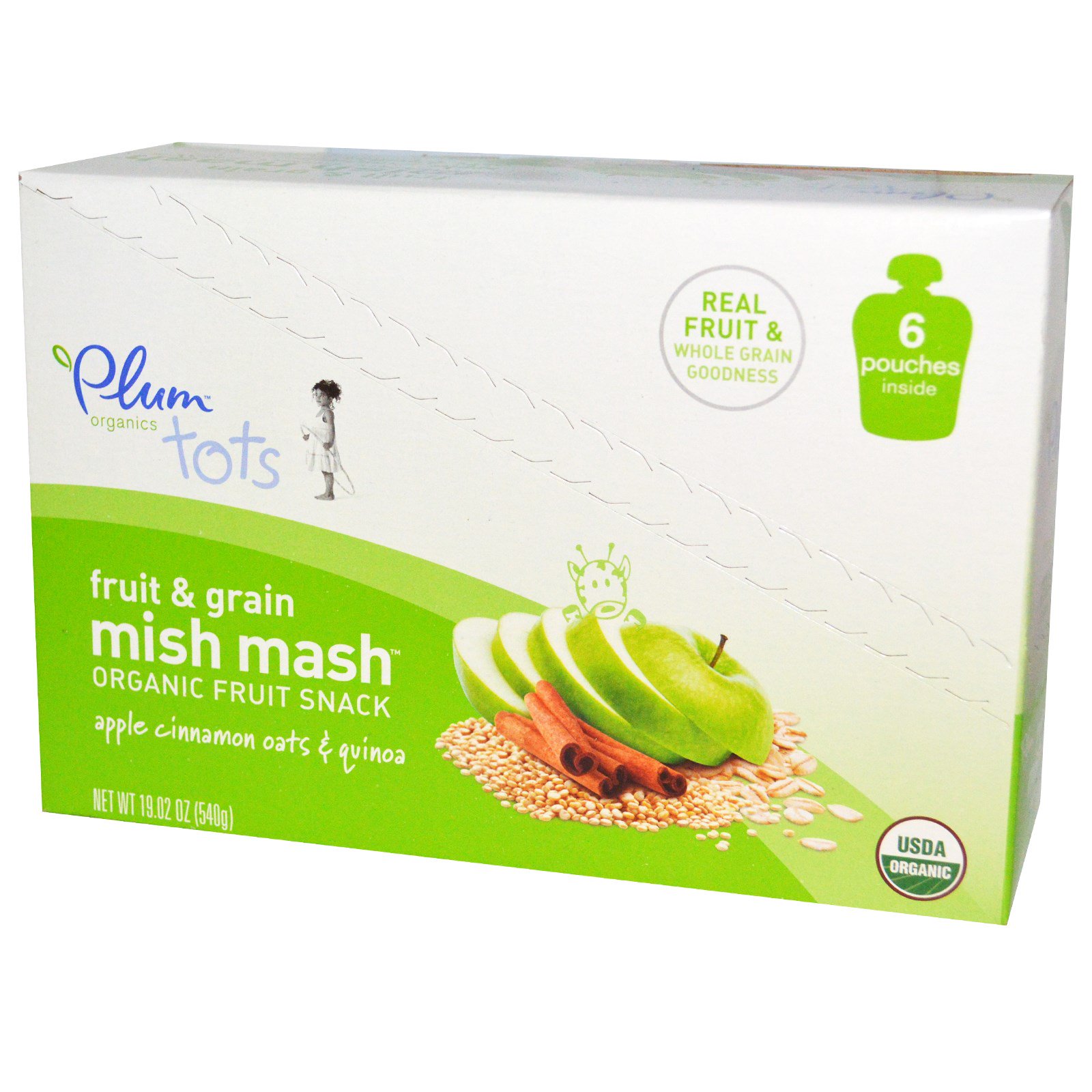 Plum organics Fruit&grain mish mash Apple cinnamon oats&quinoa 19.02oz nogmo (846675000514)