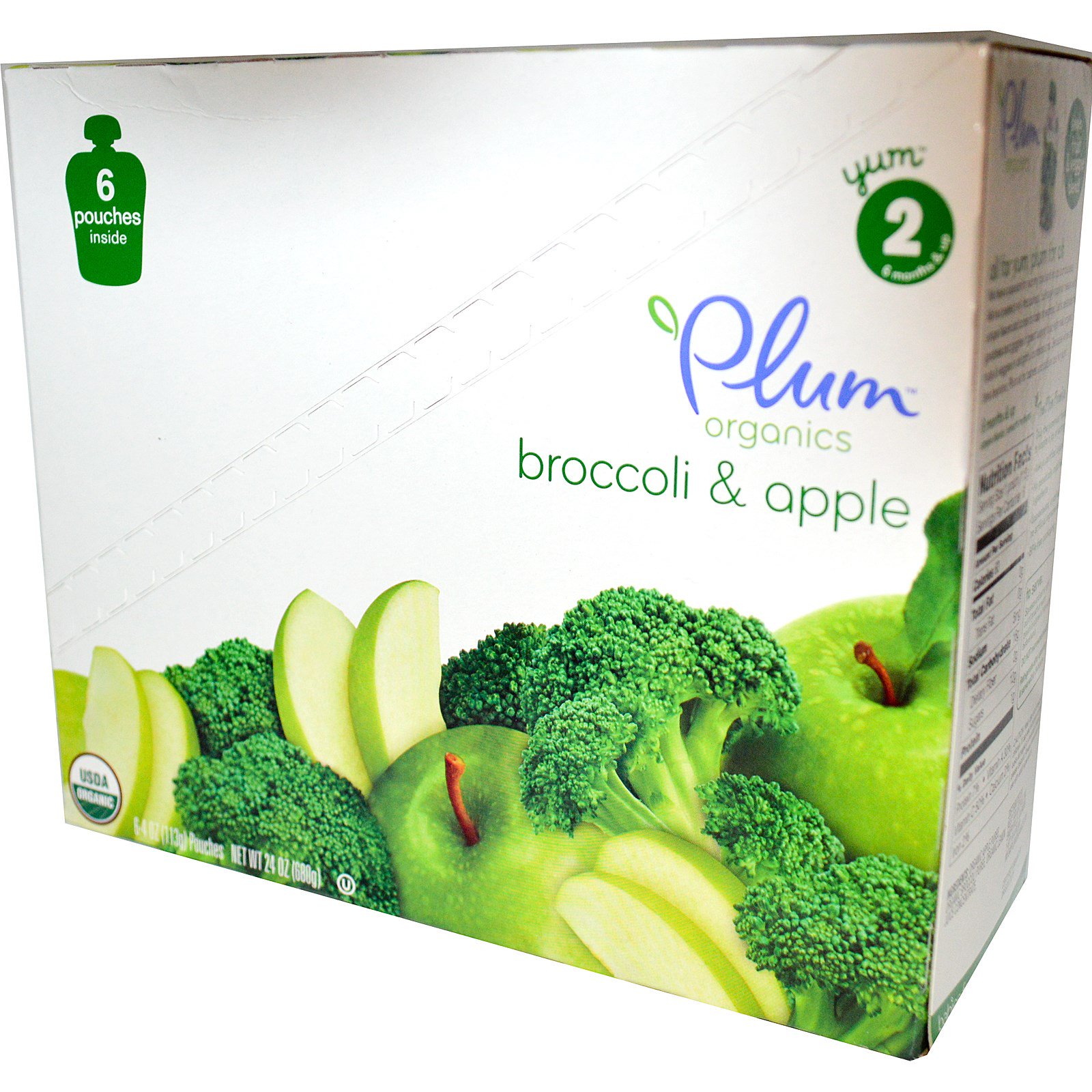 Plum organics broccoli&Apple (stage 2) net wt 24oz (680g) nogmo (846675000545)