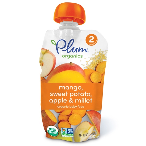 Plum Organics, Organic Baby Food, Stage 2, Mango, Sweet Potato Apple & Millet, 3.5 oz (99 g) iHerb