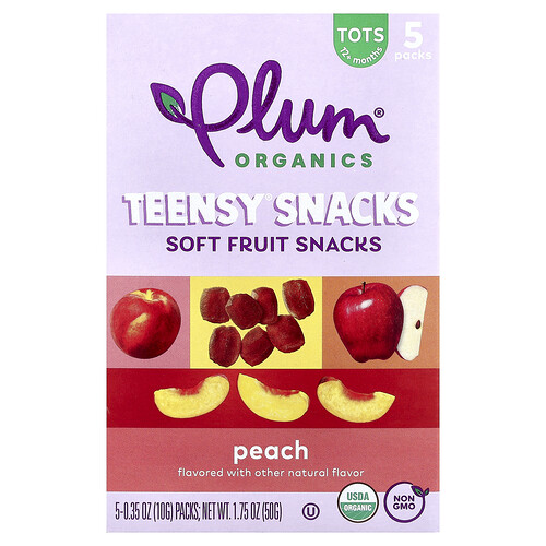 Plum Organics, Teensy® Soft Fruits-Snacks, 12+ Monate, Pfirsich, 5 Packungen, je 10 g
