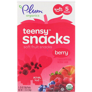 Plum Organics, Organic, Teensy Fruits, Berry, 12+ Monate Tots, 5 Packungen, je 0,35 oz (10 g)