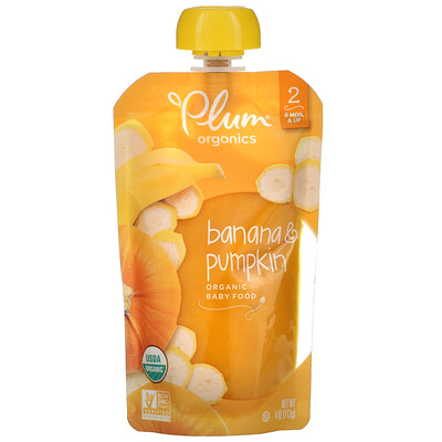 Plum Organics Organic Baby Food 6 Mos & Up Banana & Pumpkin 4 oz (113 g)