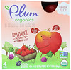 Plum Organics, オーガニックス、アップルソース・マッシュアップ、イチゴ&ビート味、4袋、各3.17オンス (90 g)