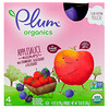 Plum Organics, Organic Applesauce Mashups with Strawberry, Blackberry & Blueberry, 4 Pouches, 3.17 oz (90 g) Each