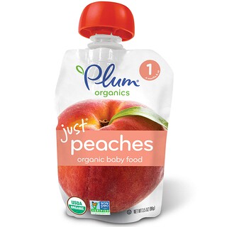 Plum Organics, Organic Baby Food, Stage 1, Just Peaches, 3.5 oz (99 g)