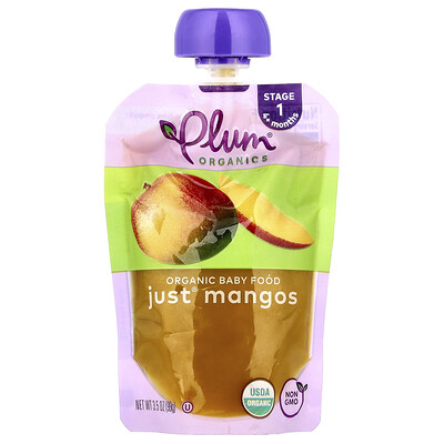 Plum Organics  Organic Baby Food  Just® Mangos  Stage 1  4+ Months  3.5 oz (99 g)