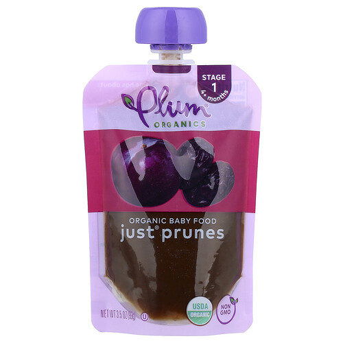 Plum Organics, Organic Baby Food, 4 Monate+, Nur® Pflaumen, 99 g