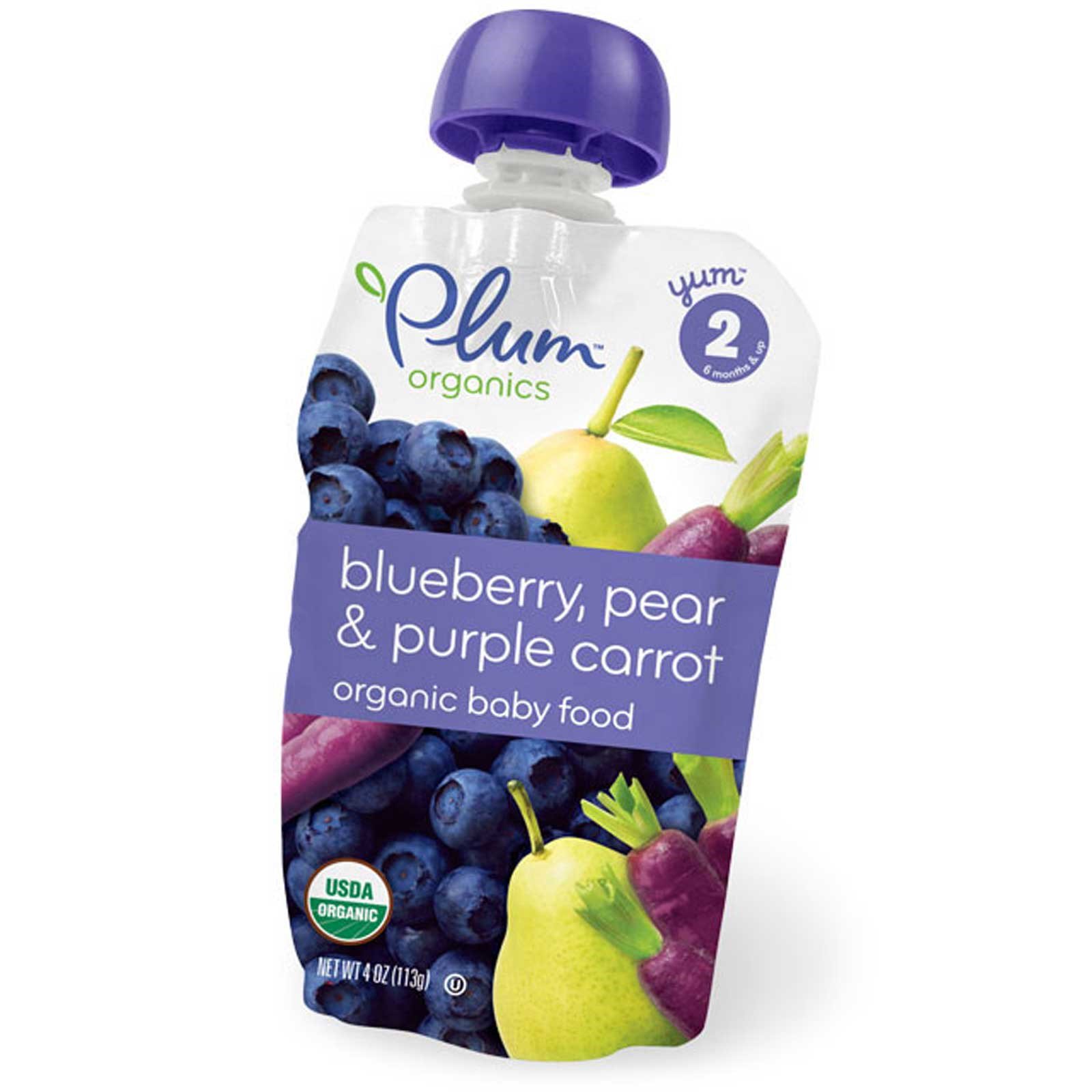 Plum organics Blueberry, pear&purple carrot (stage 2) net wt 24oz (680g) nogmo (890180001986)