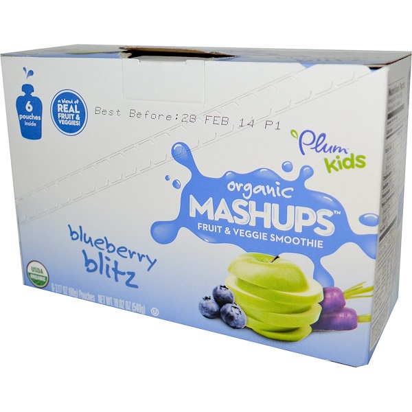 Plum organics mashups Blueberry blitz net wt 19.02oz (540g) nogmo (846675002204)