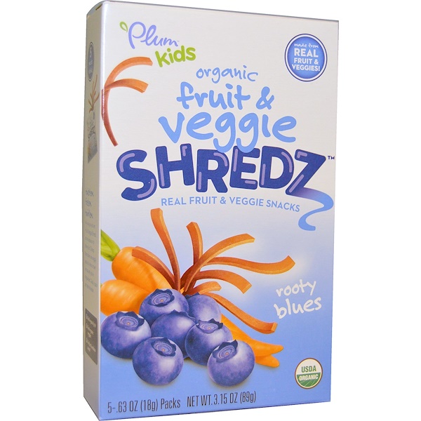 Plum organics shredz frt n veg rooty bl 3.15oz (846675002310)