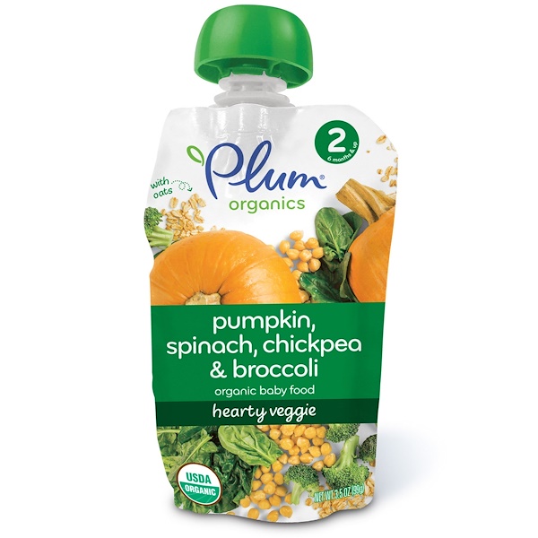 Plum Organics, Organic Baby Food, Stage 2, Hearty Veggie, Pumpkin