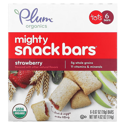 

Plum Organics Mighty Snack Bars для малышей клубничный вкус 6 батончиков по 19 г (0 67 унции)
