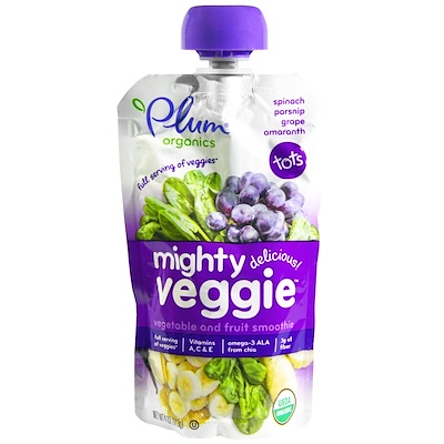 Plum Organics Mighty Veggie, Veggie & Fruit Blend, 4 oz (113 g)